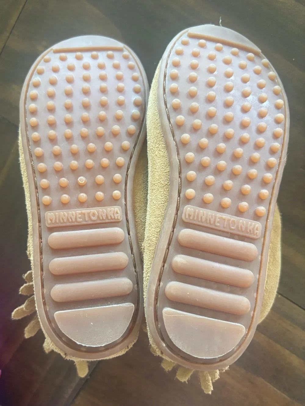 Minnetonka Kids Tan Suede Fringe Moccasins